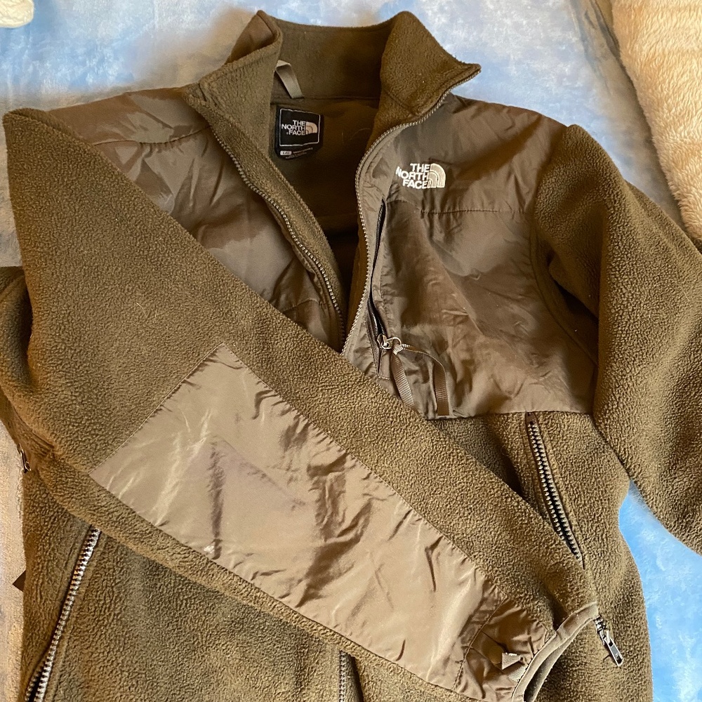 NORTH FACE rare Mens zip-up brown bi-fabric jacket!